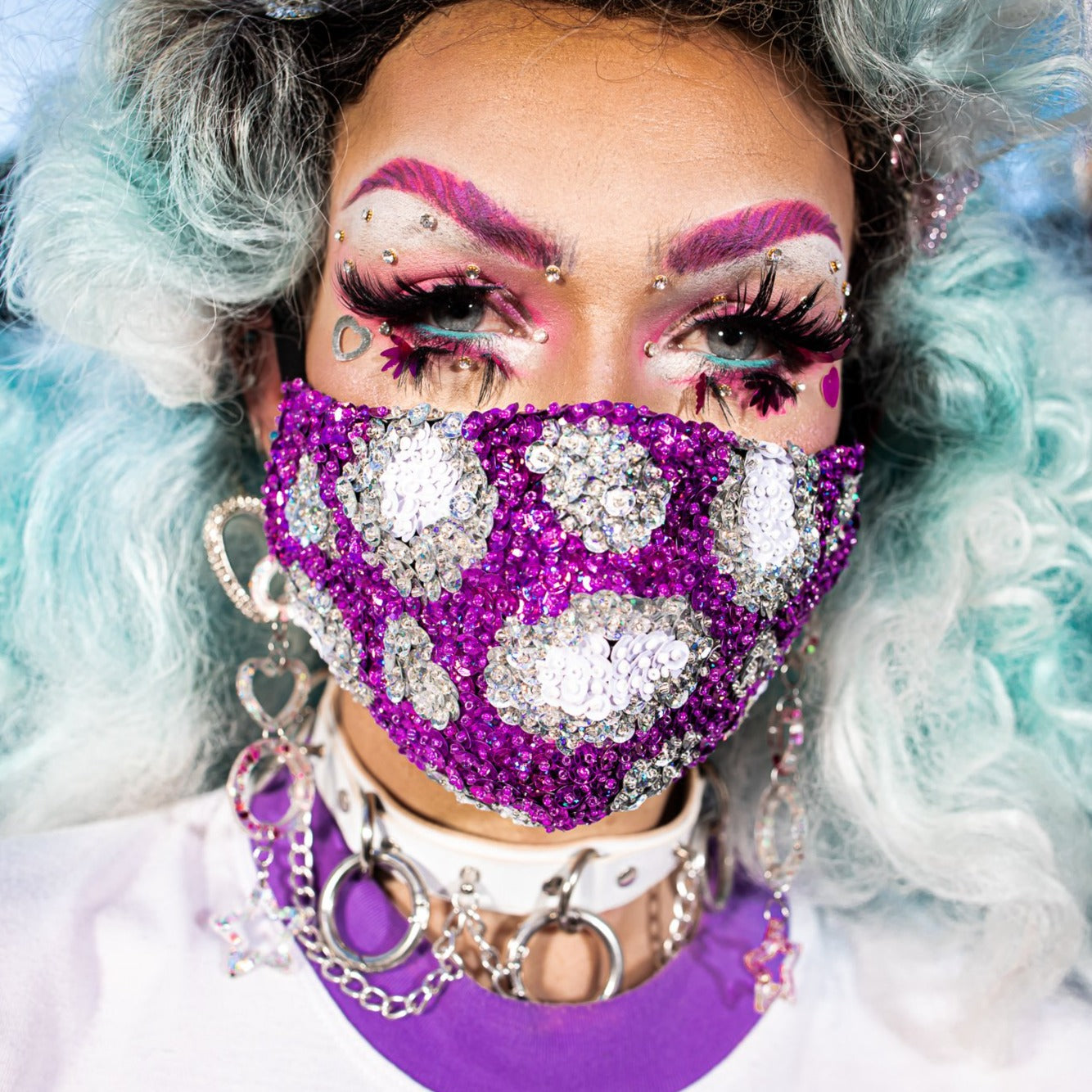 Purple Leopard Face Mask, dust mask, face covering, sequin covid-19 mask