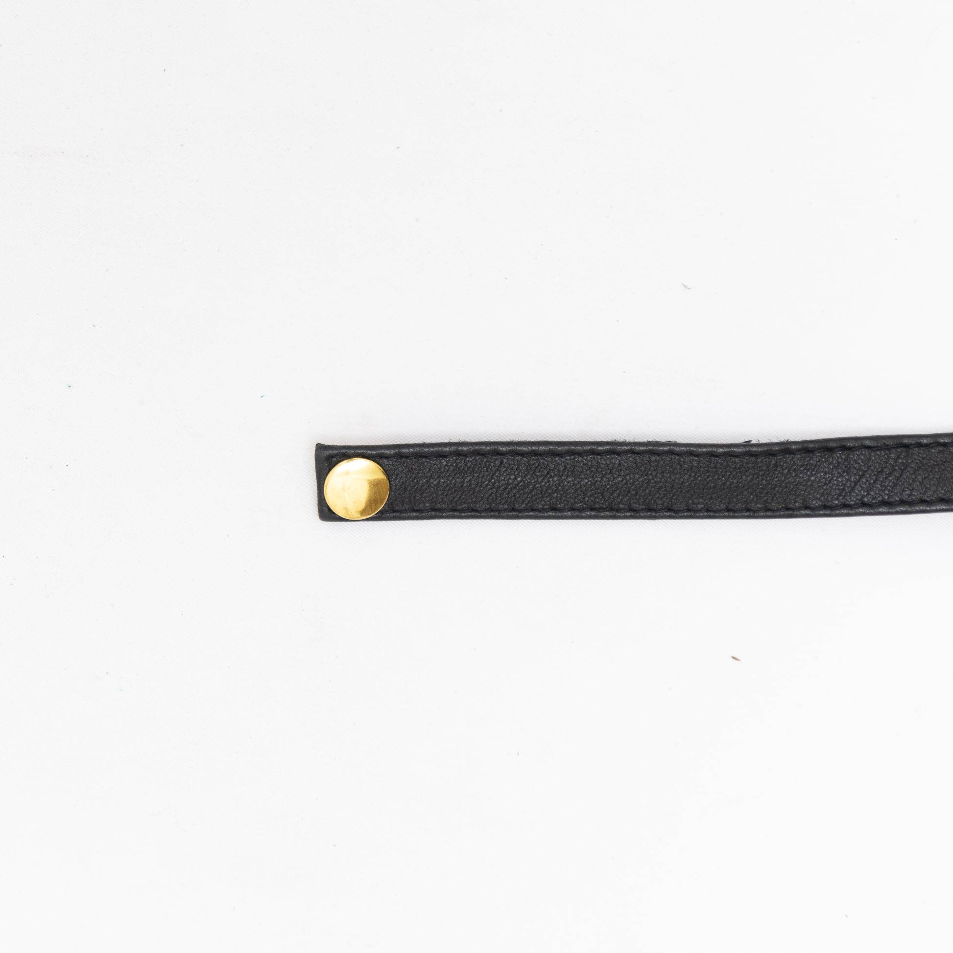 button closure on black leather chunky handmade choker.