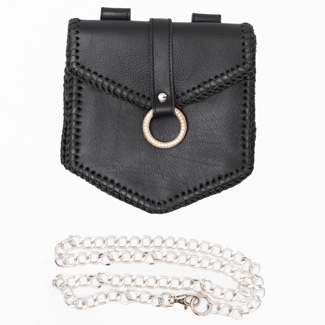 Ziji berlin belt bag with silver chain belt and hardware