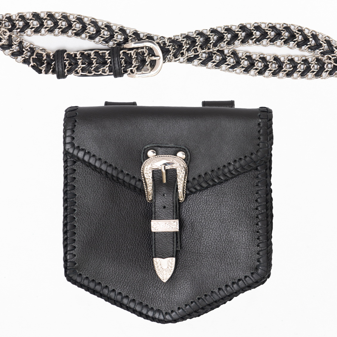 Buckled Belt Bag Silver