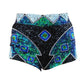 Mermaid green, blue, silver and black hand made sequin shorts with silver beads, high waist festival hot pants.