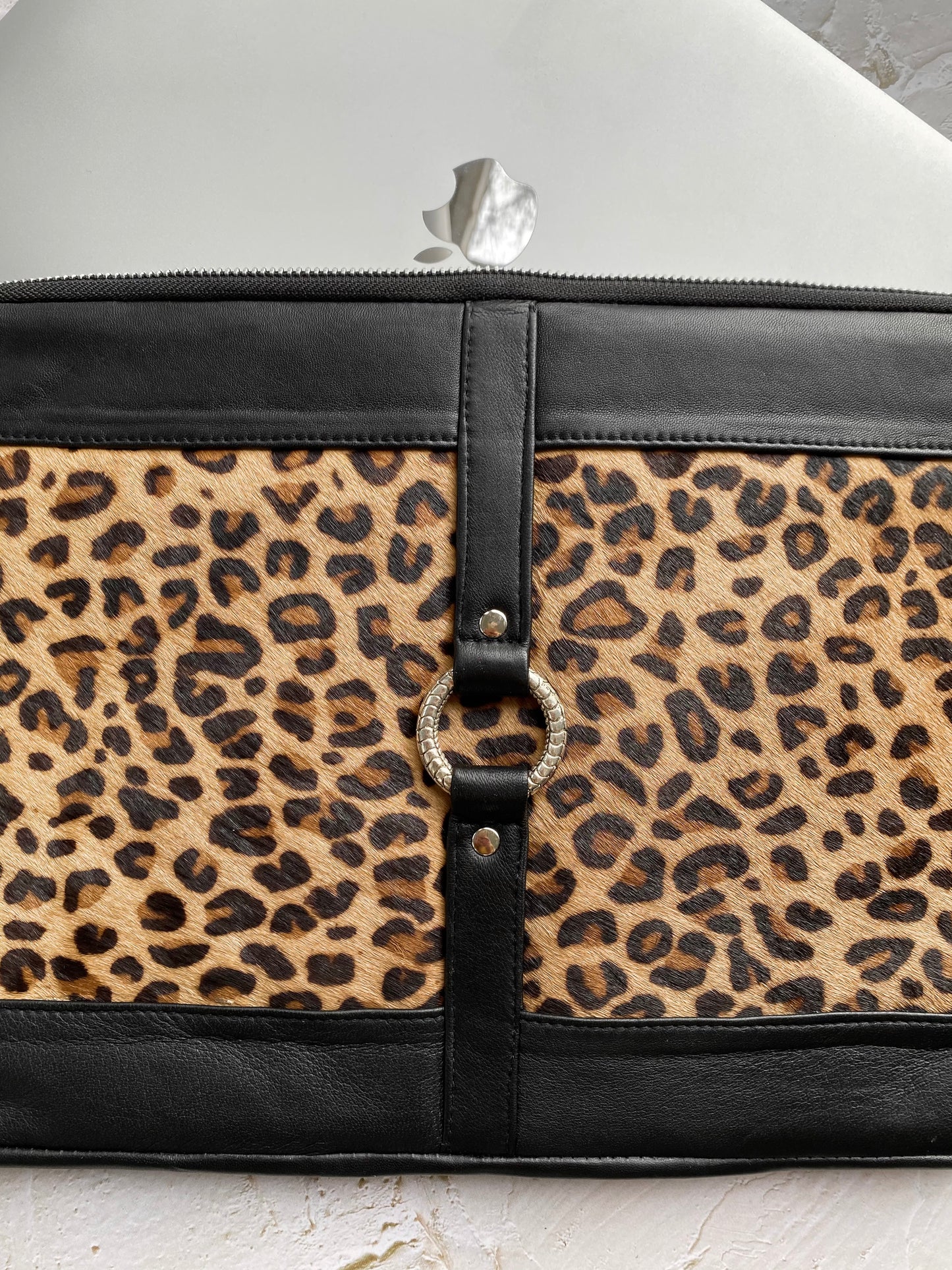 leopard print laptop case for apple, macbook, ipad, small laptop, computer bag. 