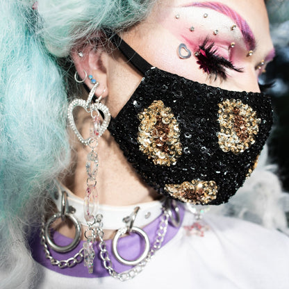 Black Leopard Face Mask | Sequins | Ziji The Label