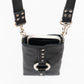black leather iPhone crossbody holster bag for festivals with adjustable shoulder strap, designer mobile phone pouch from Australia. 