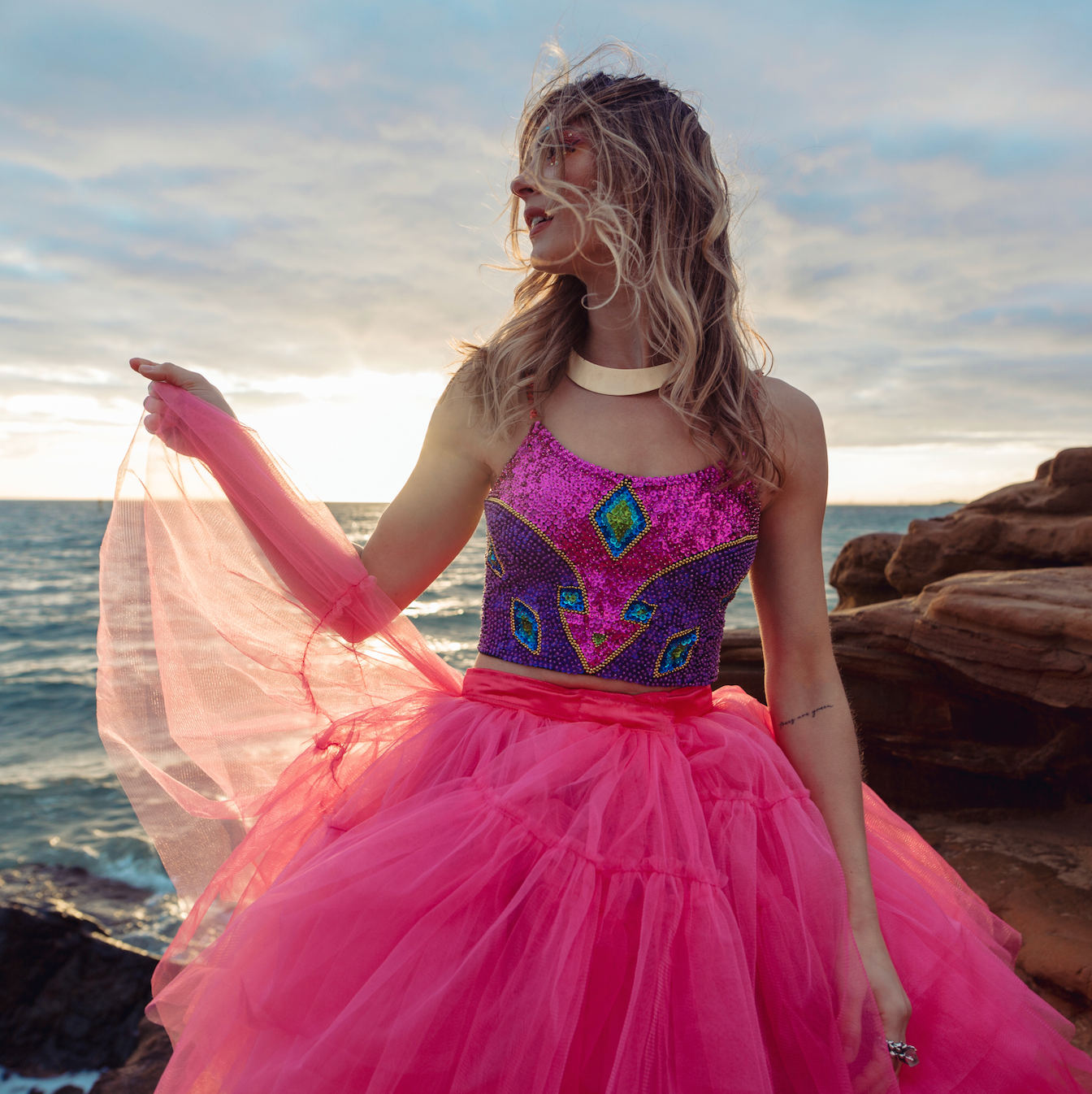 Sparkly festival top outfits