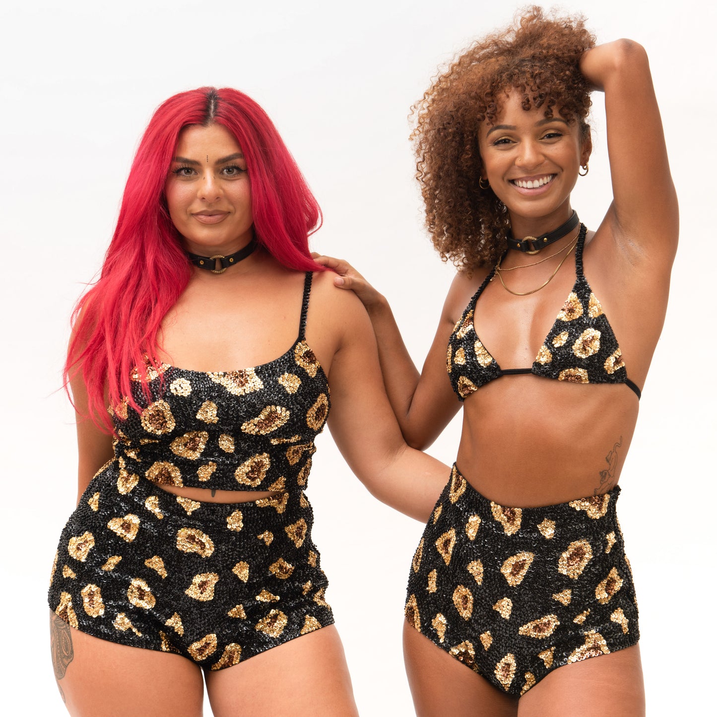 matching festival sets for burning man and Coachella outfits in leopard animal print 