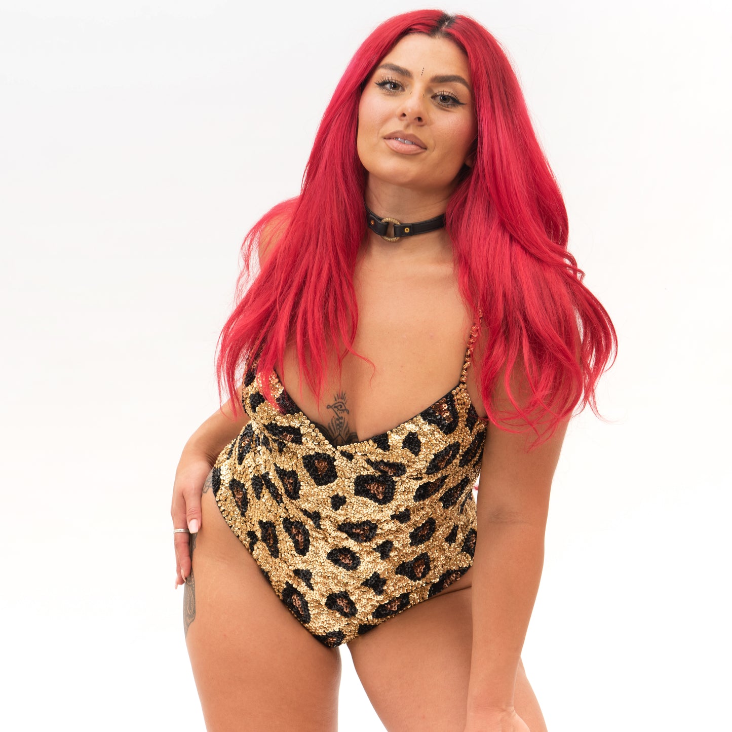 gold leopard print festival bodysuit 